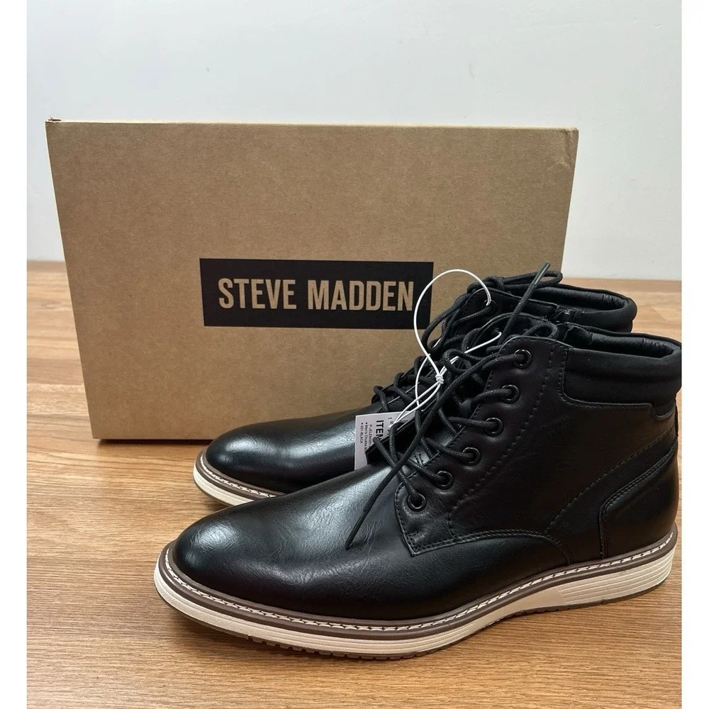 Steve Madden Jelen Chukka Ankle Boots Black Size 9.5 Mens NEW